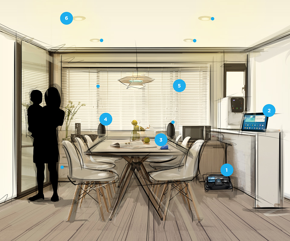 Connected Living Dining Room Sketch